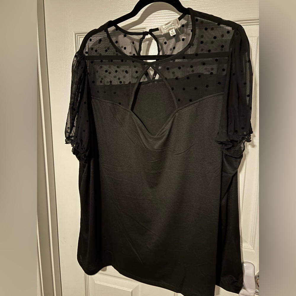Black See through sleeve blouse